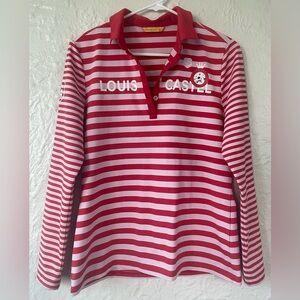 Louis Castel Women's Performance Long Sleeve Golf Top Red White Striped; 100 M